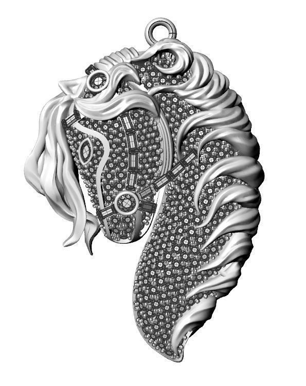 Horse necklace 3D print model_5