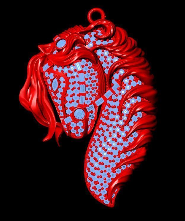 Horse necklace 3D print model_6