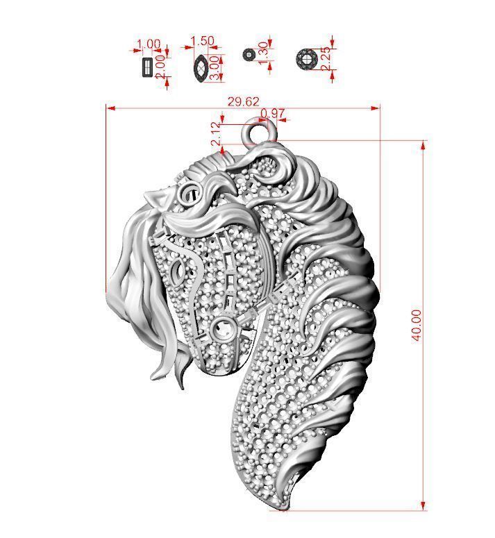Horse necklace 3D print model_3