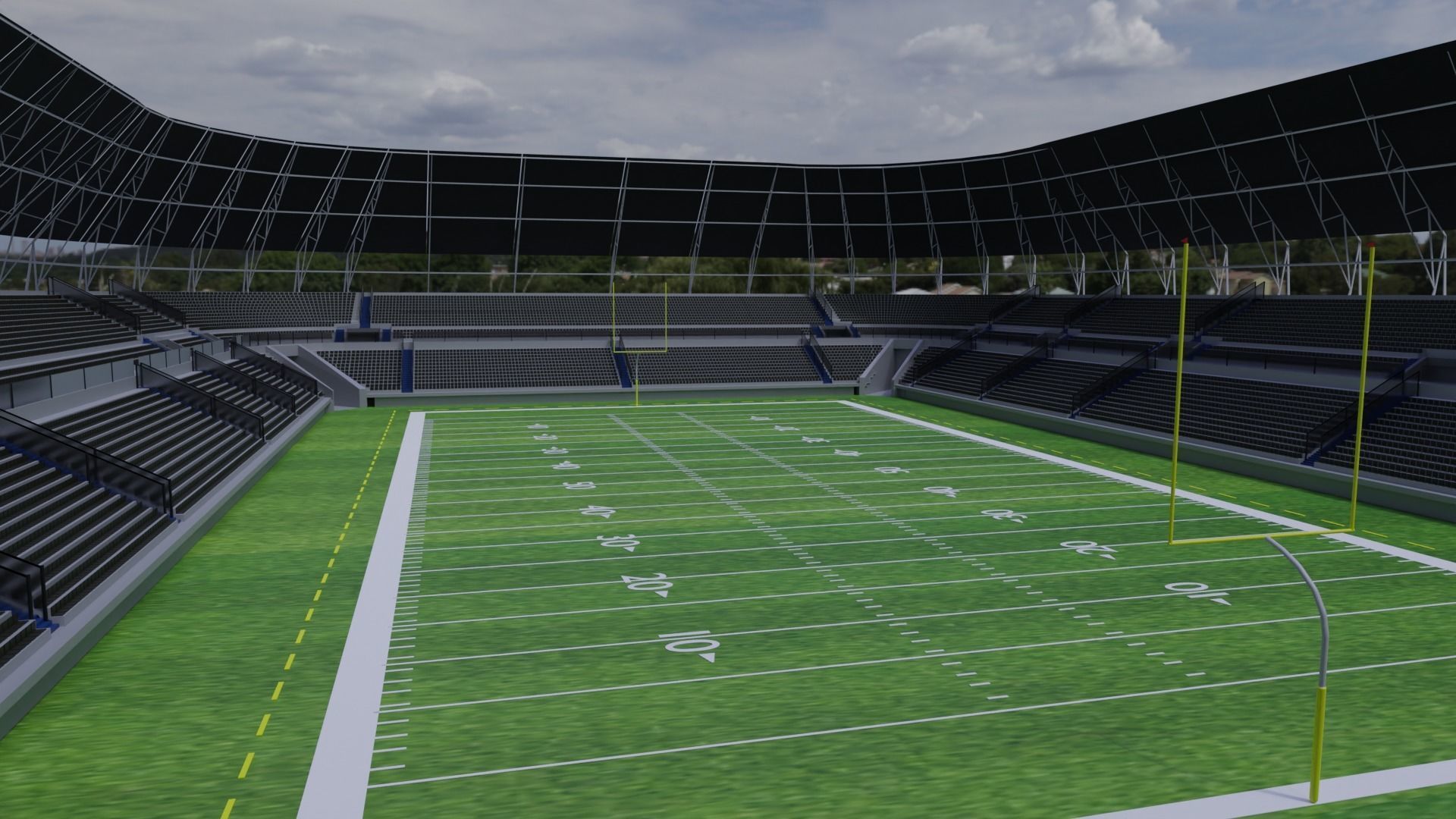 American Football Stadium Low-poly 3D model_1
