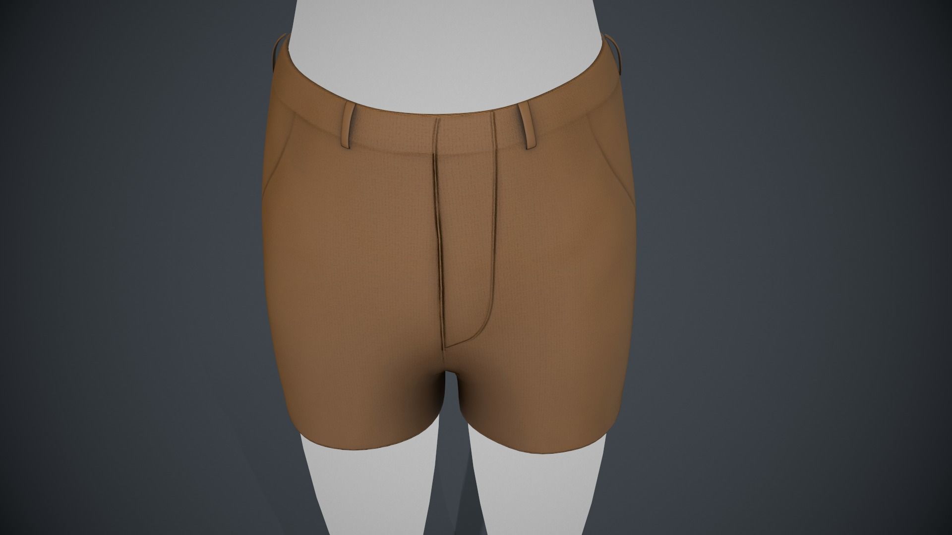 Brown Shorts Style 1 Low-poly 3D model_8