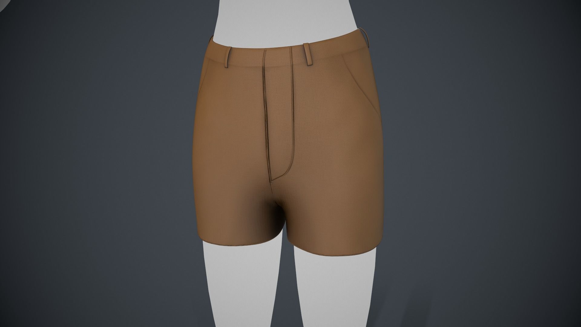 Brown Shorts Style 1 Low-poly 3D model_2