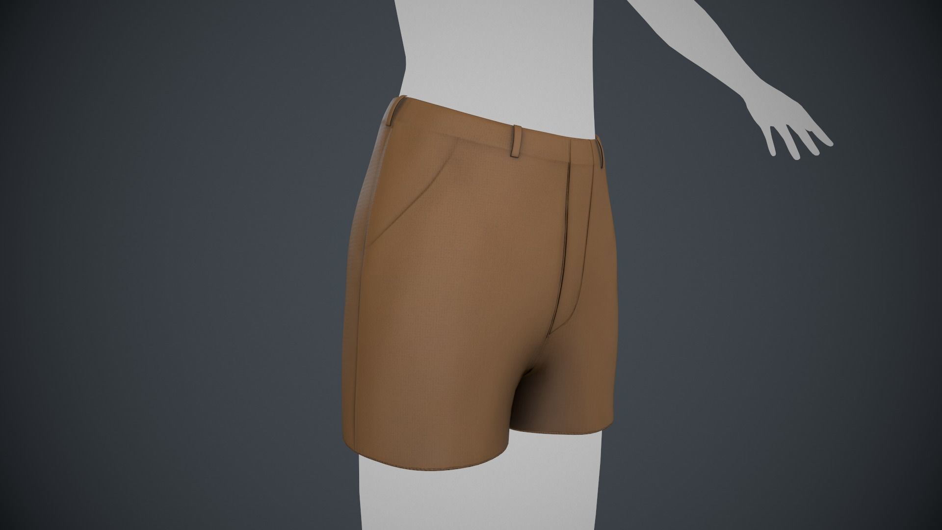 Brown Shorts Style 1 Low-poly 3D model_9
