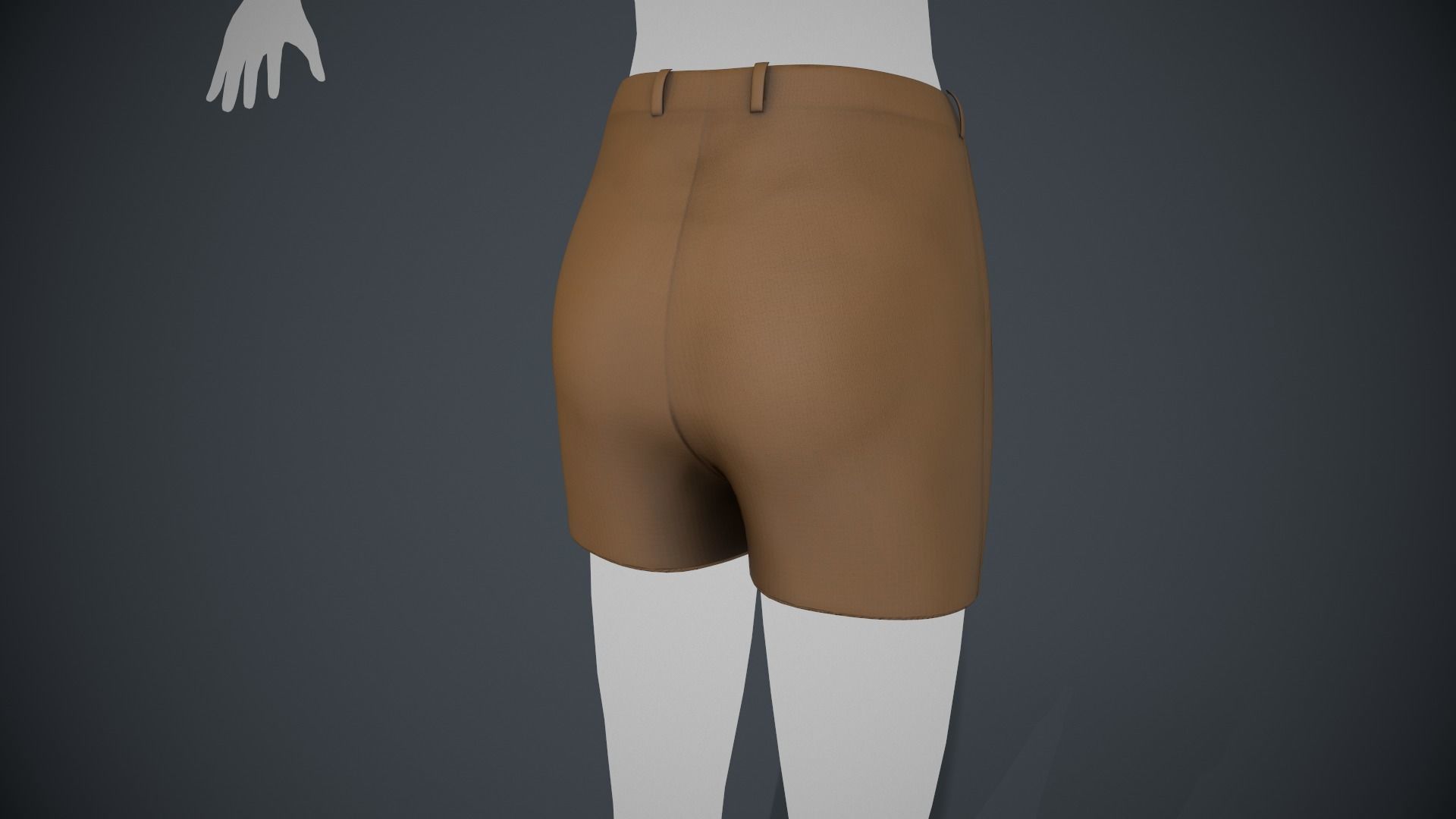 Brown Shorts Style 1 Low-poly 3D model_5