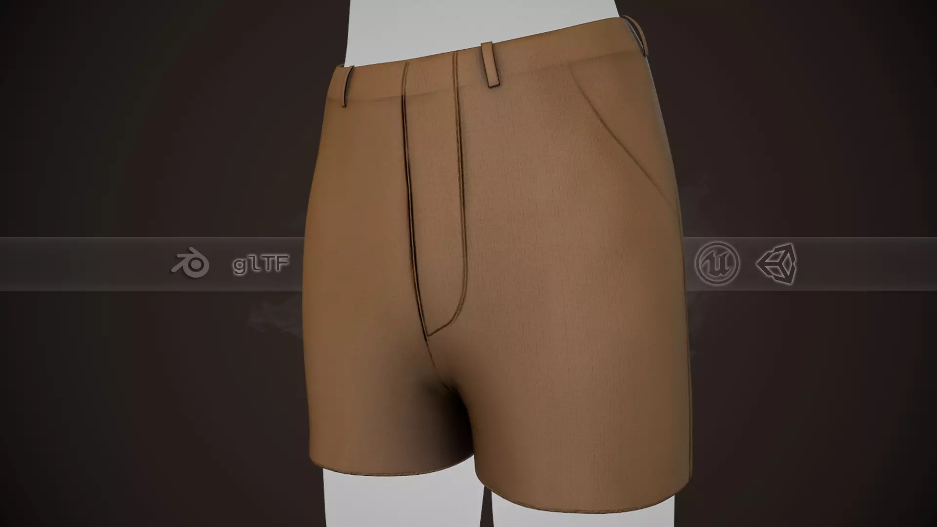 Brown Shorts Style 1 Low-poly 3D model_0