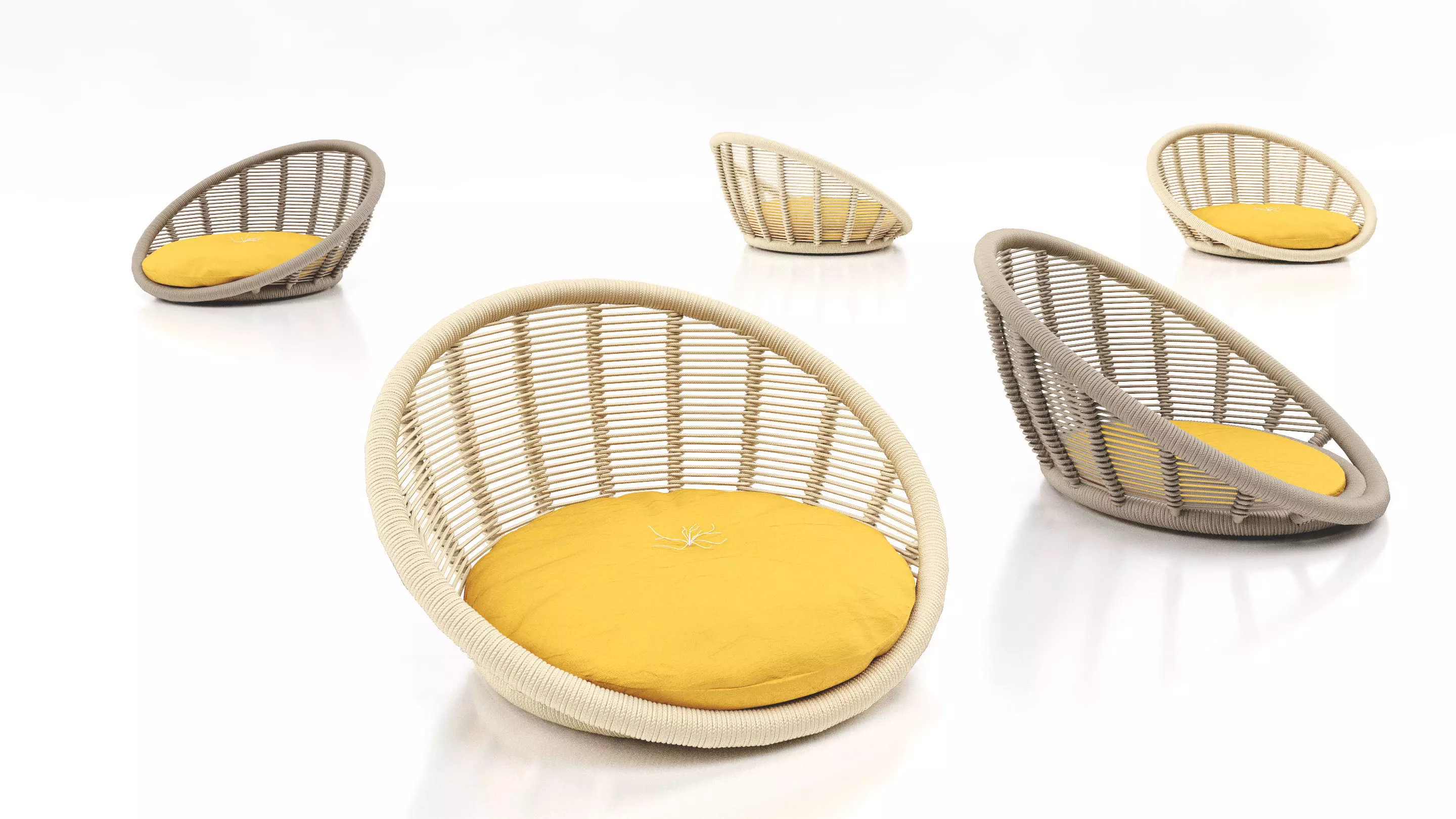 Tanpopo rattan chair with cushion Free 3D model