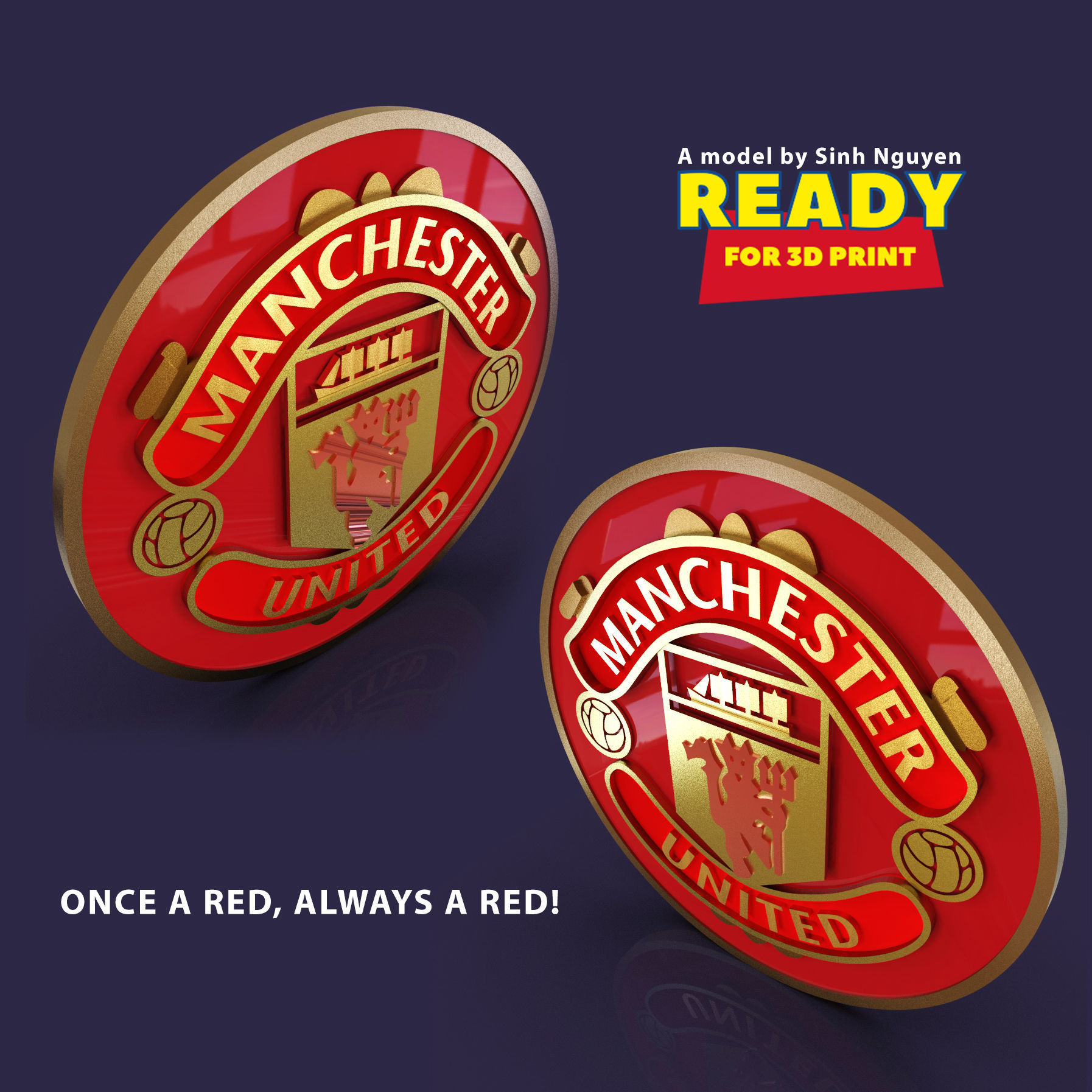 Manchester United logo 3D print model_3