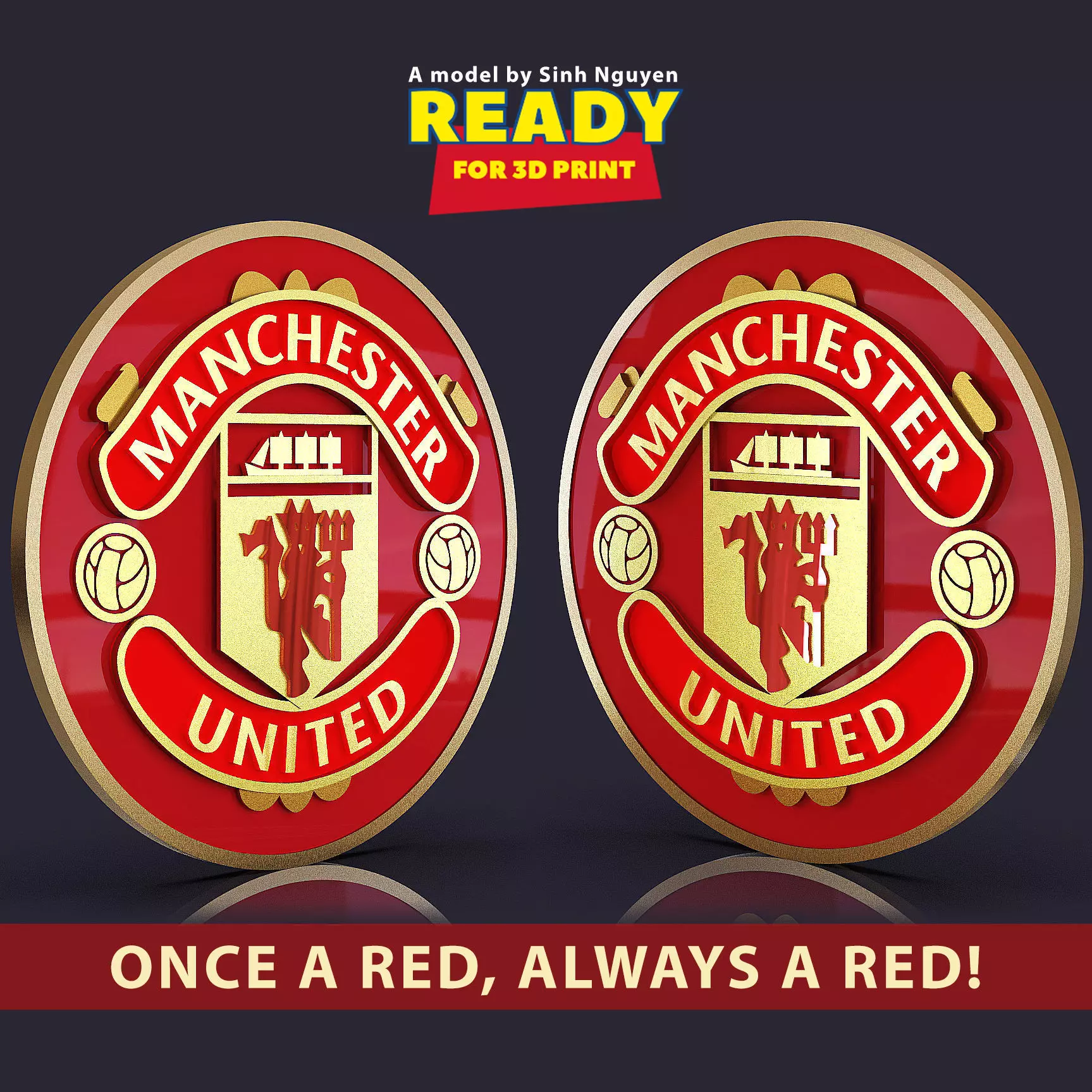 Manchester United logo 3D print model_0