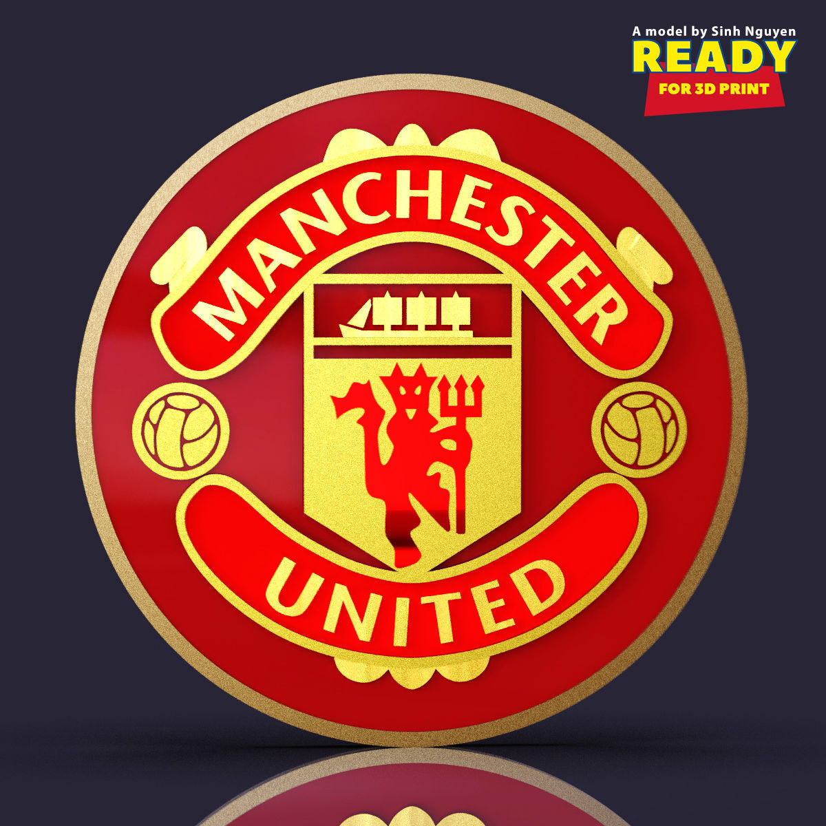 Manchester United logo 3D print model_4
