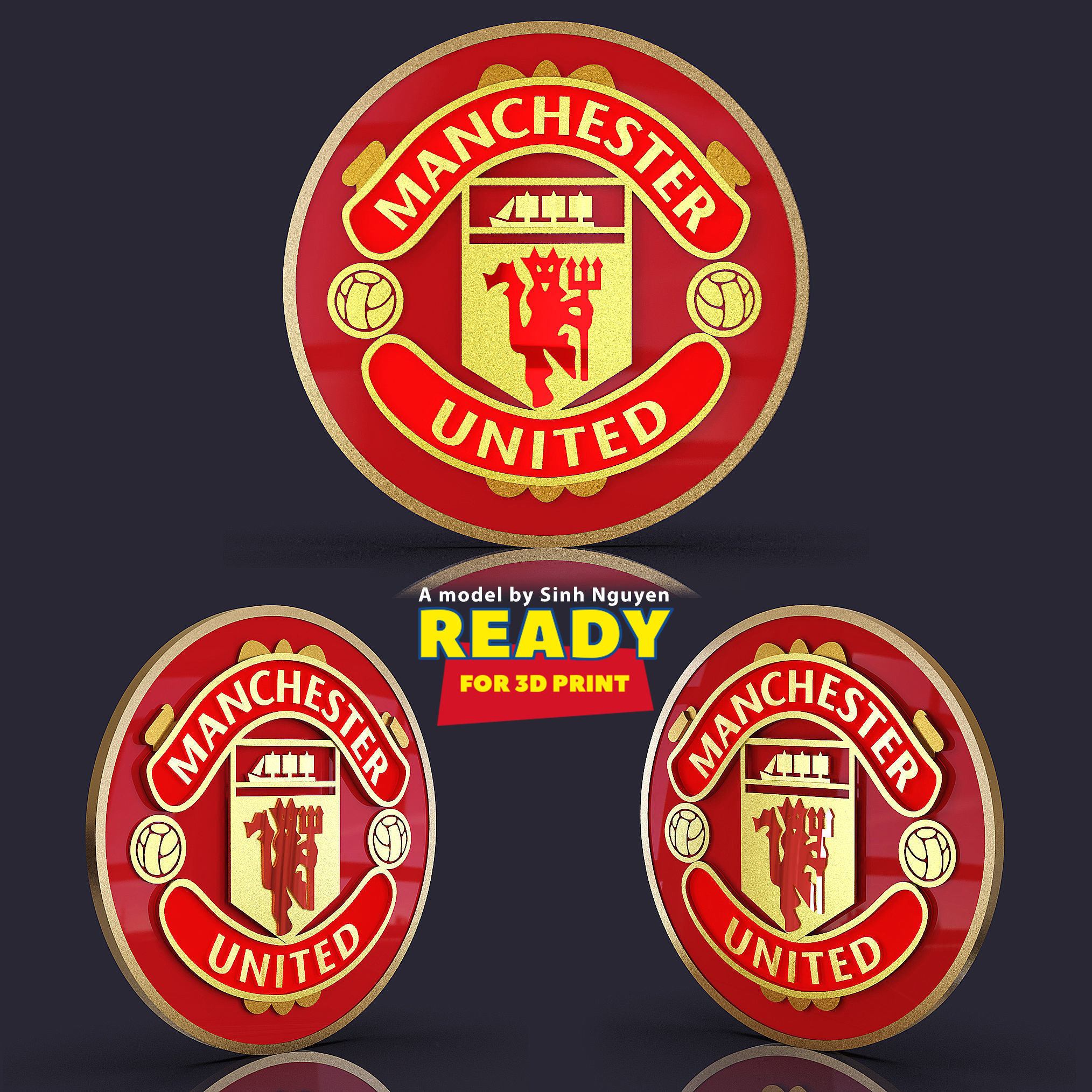Manchester United logo 3D print model_1