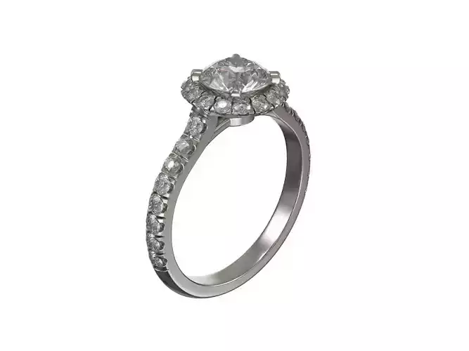 Engagement gold halo ring with diamonds