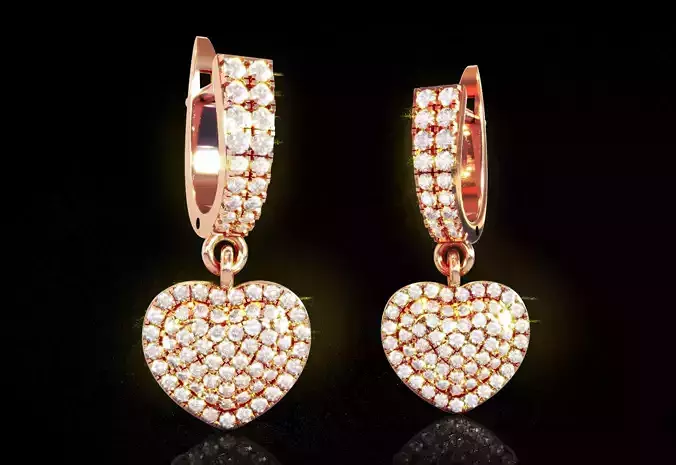 Heart Dangle Earrings 3D print model