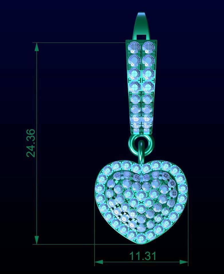 Heart Dangle Earrings 3D print model_3