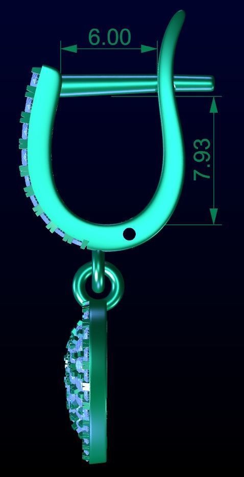 Heart Dangle Earrings 3D print model_4