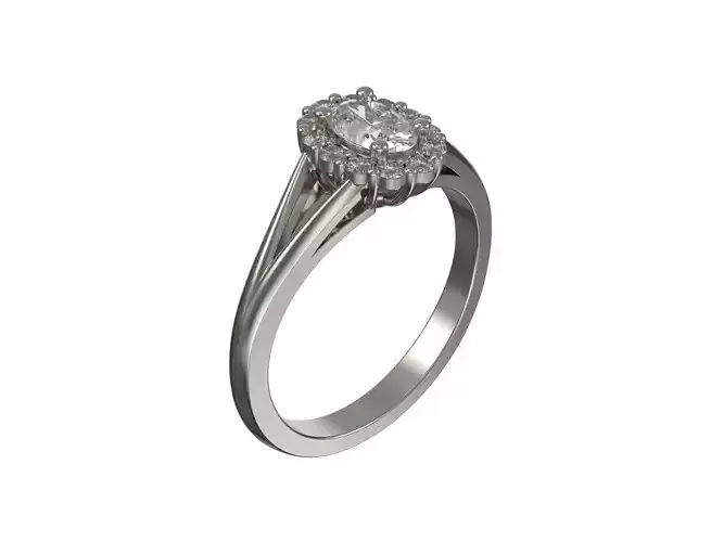 Custom engagement ring with central oval diamond