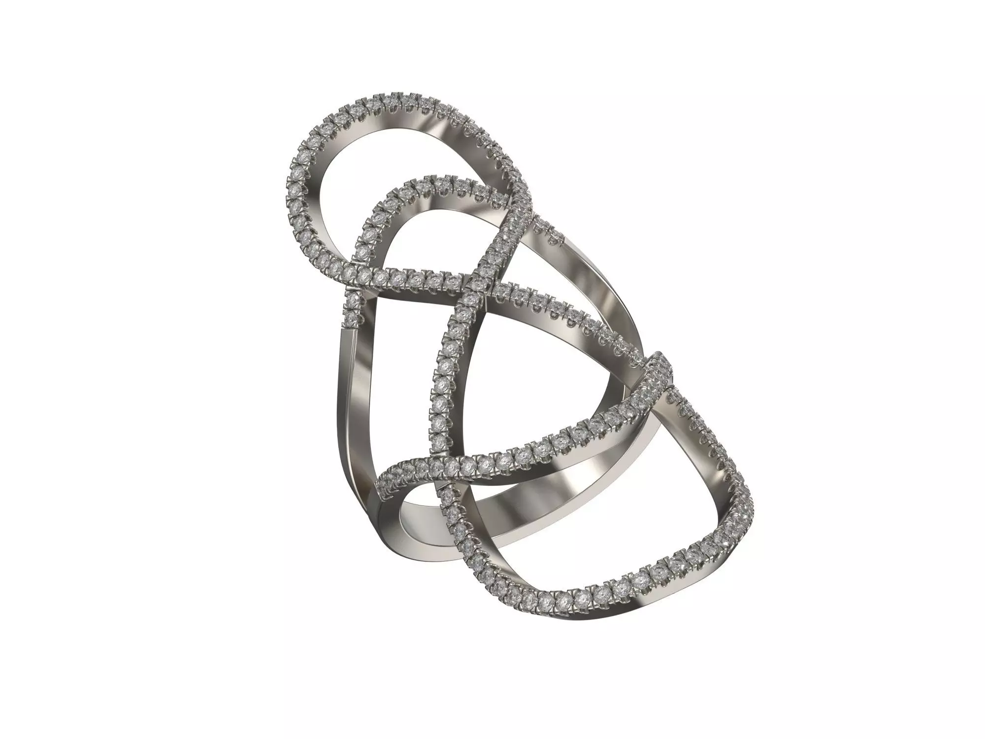 Custom golden patterned ring with brilliants 2 versions 3D print model_0