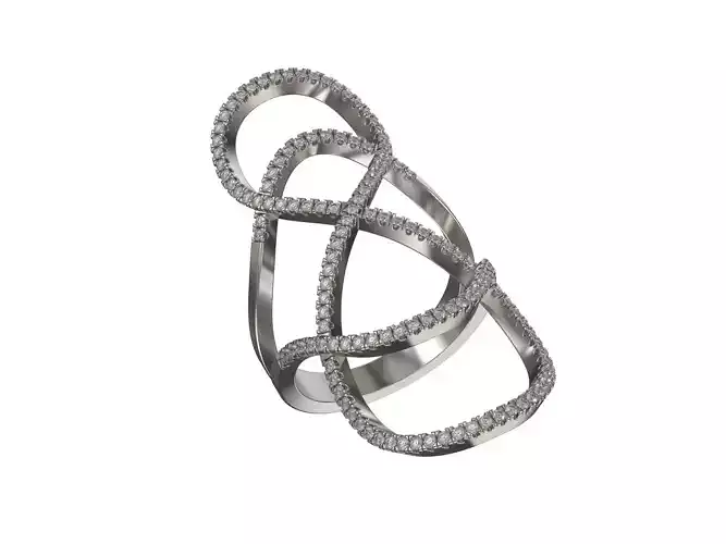 Custom golden patterned ring with brilliants 2 versions