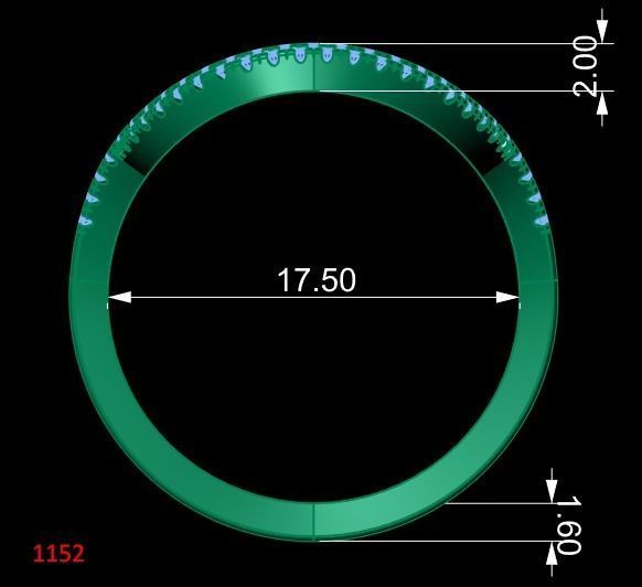 Custom golden patterned ring with brilliants 2 versions 3D print model_1