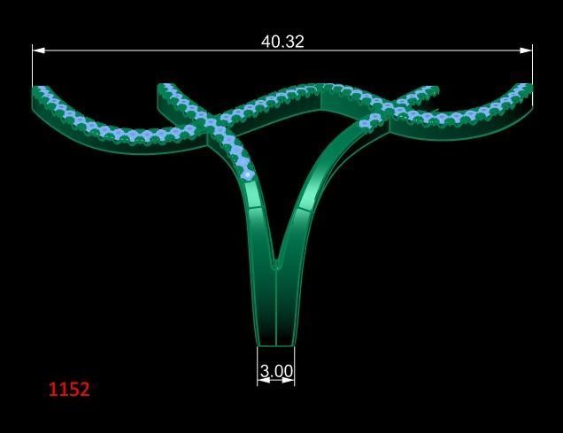 Custom golden patterned ring with brilliants 2 versions 3D print model_2