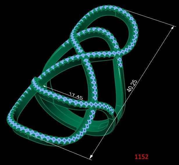 Custom golden patterned ring with brilliants 2 versions 3D print model_3