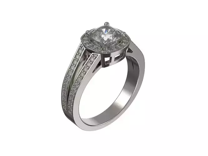 Engagement golden halo ring with diamonds 