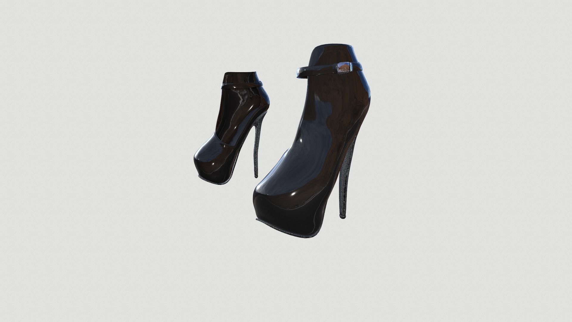Shoe collection Low-poly 3D model_4