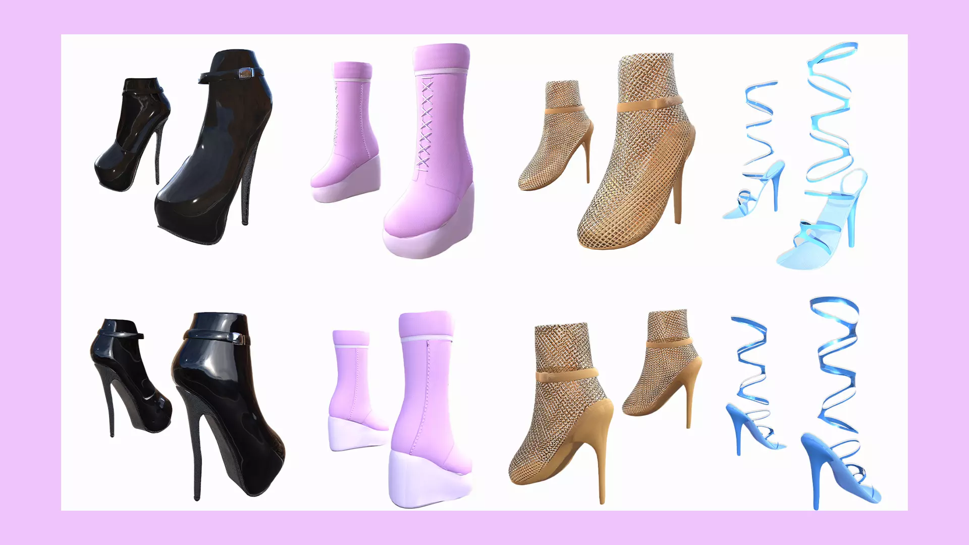 Shoe collection Low-poly 3D model_0