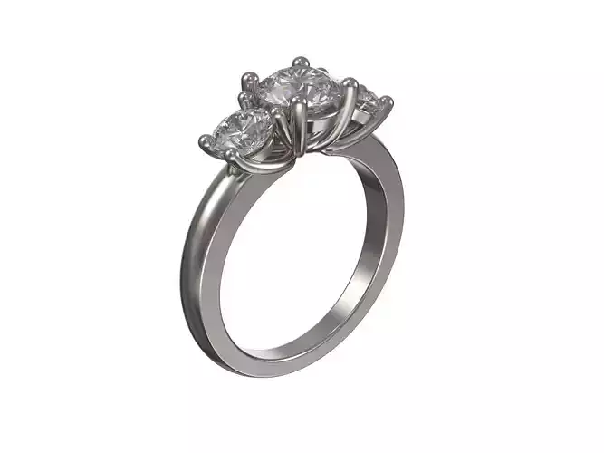 Engagement ring with 3 round brilliants