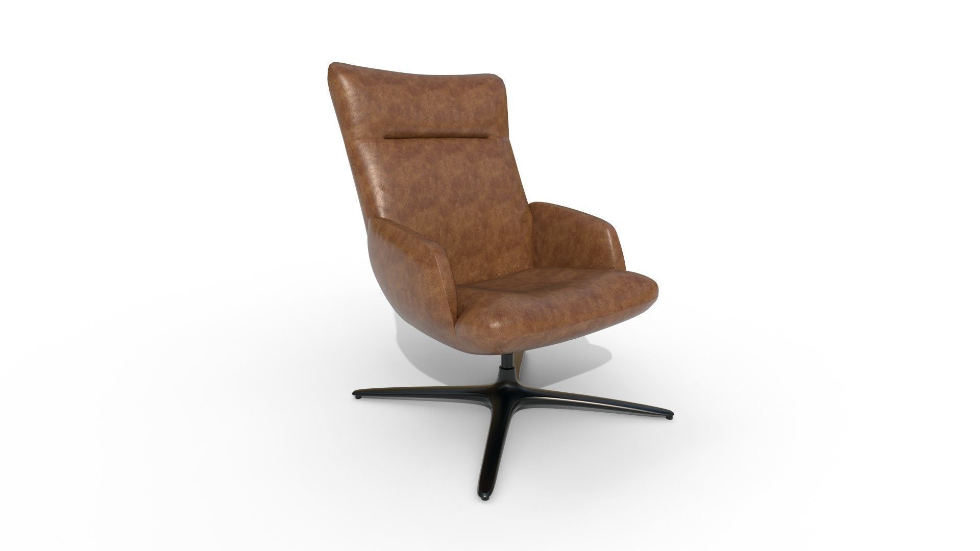 Wooden and leather chair 3D Model Collection_4