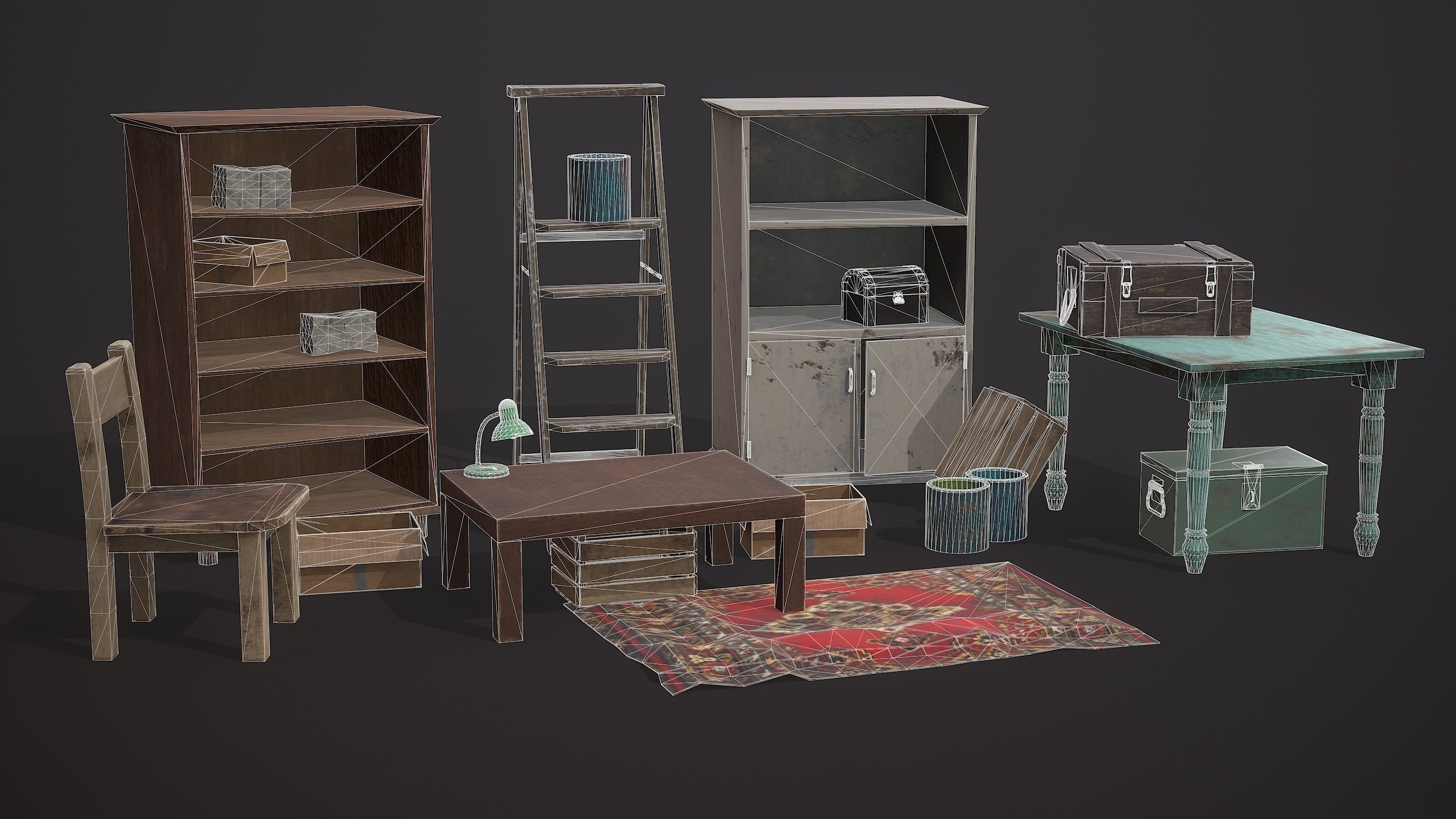 Interior props Low-poly 3D model_4