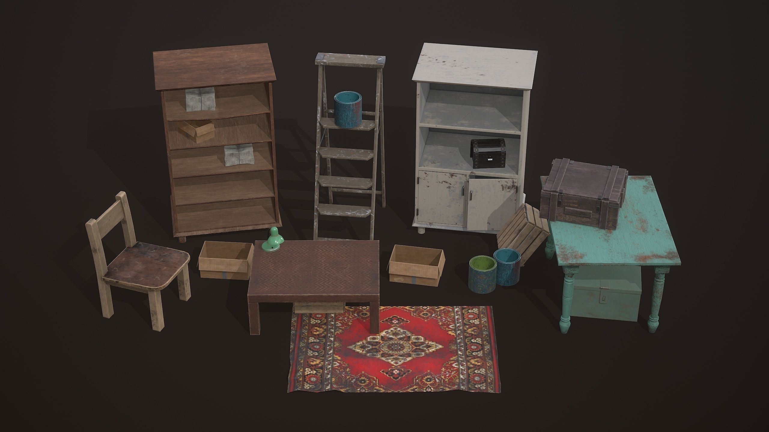 Interior props Low-poly 3D model_3