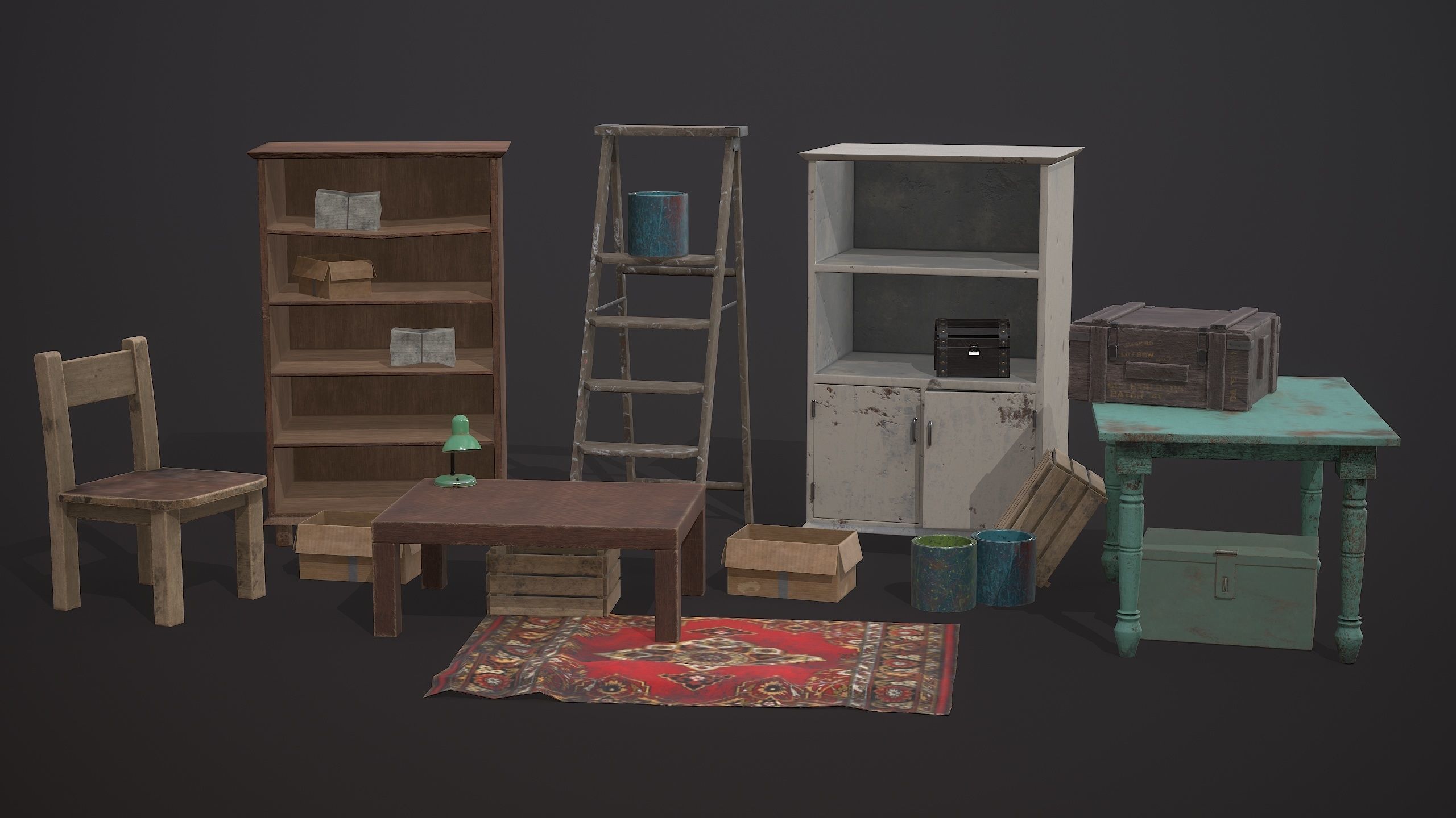Interior props Low-poly 3D model_2