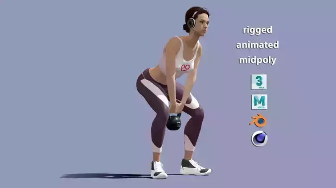 Rigged fitness girl 3D model