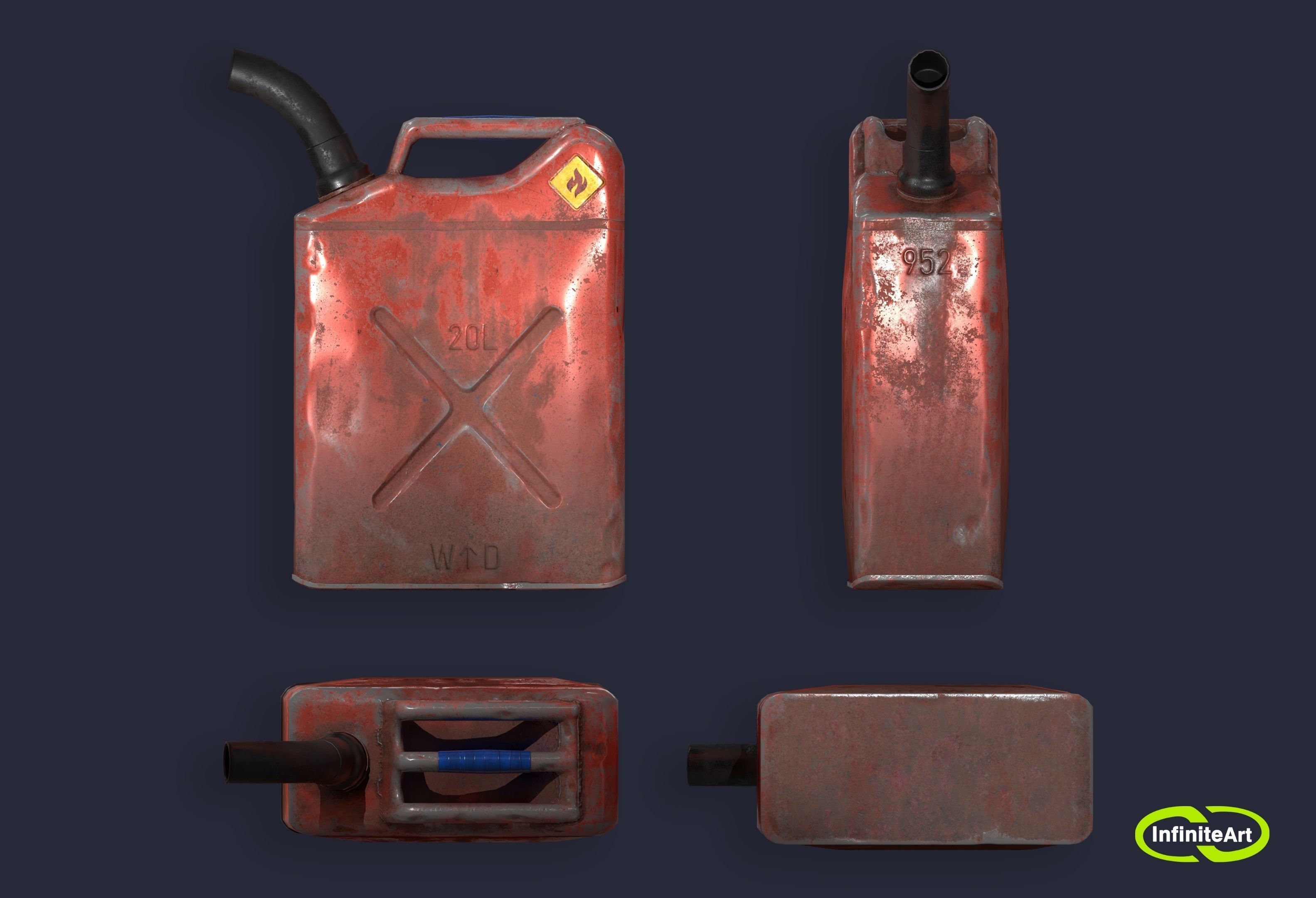 Jerrycan two plastic fuel canisters Low-poly 3D model_4
