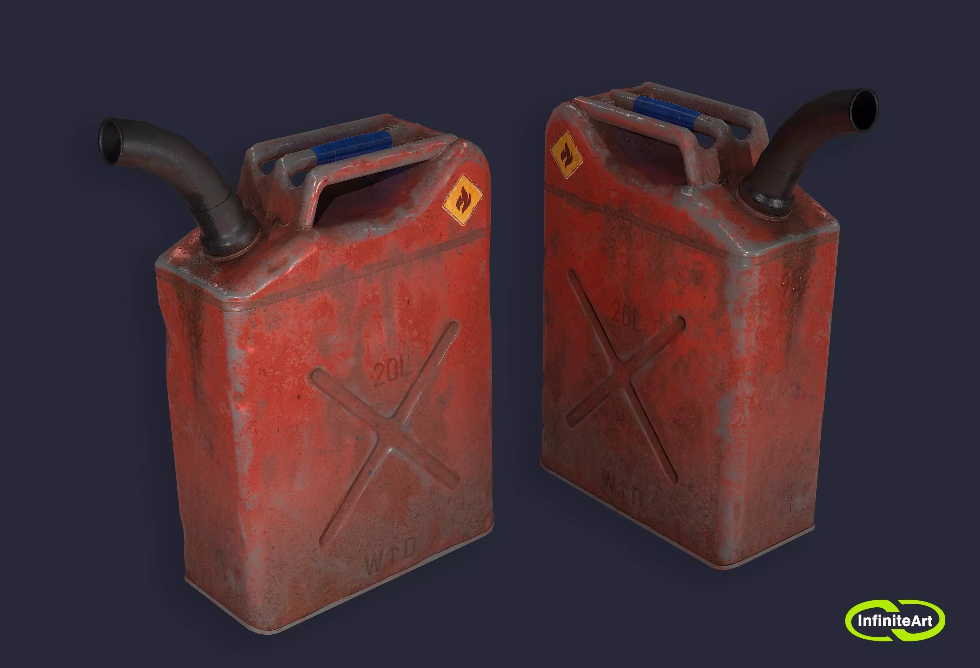 Jerrycan two plastic fuel canisters Low-poly 3D model_0