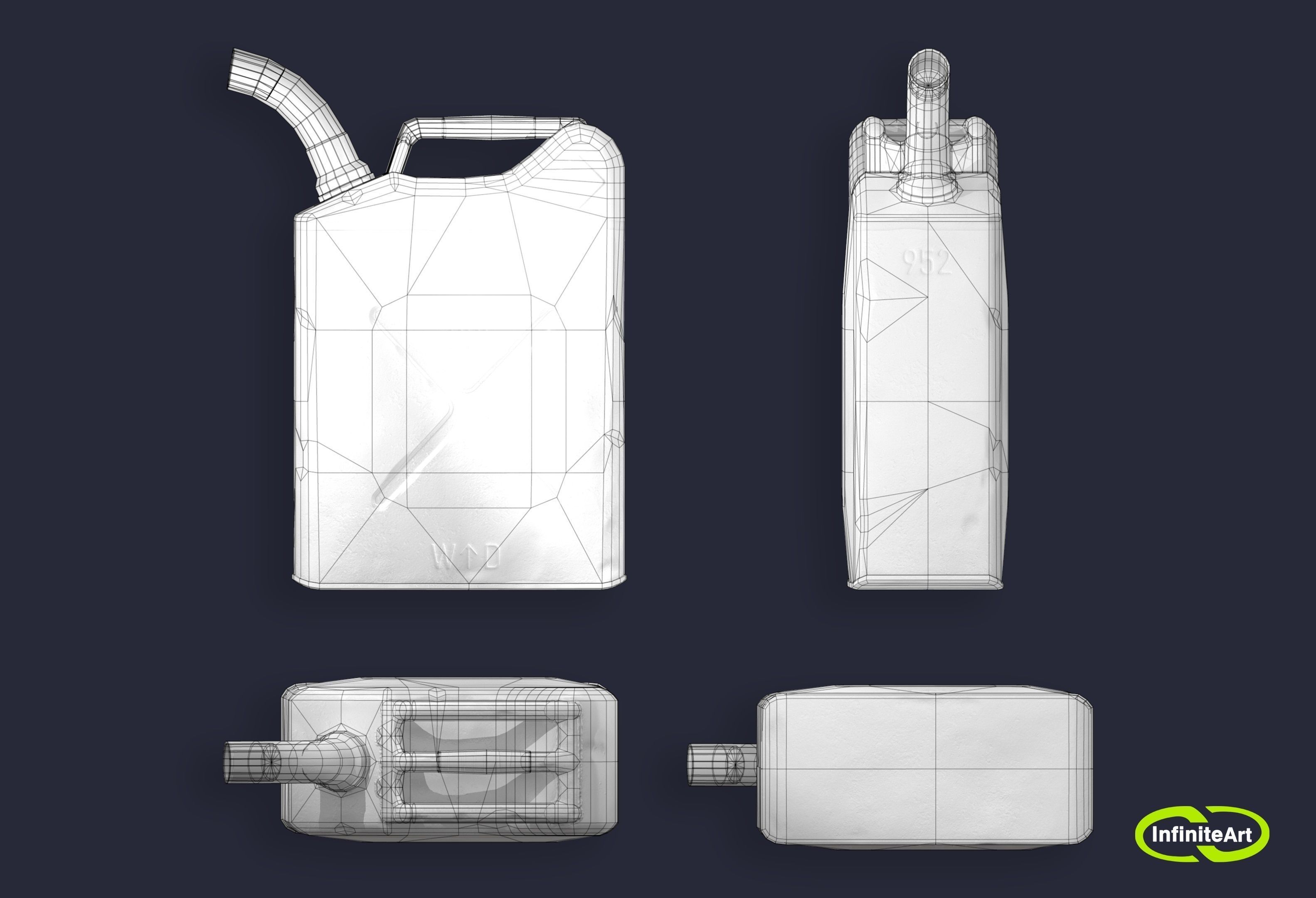 Jerrycan two plastic fuel canisters Low-poly 3D model_6