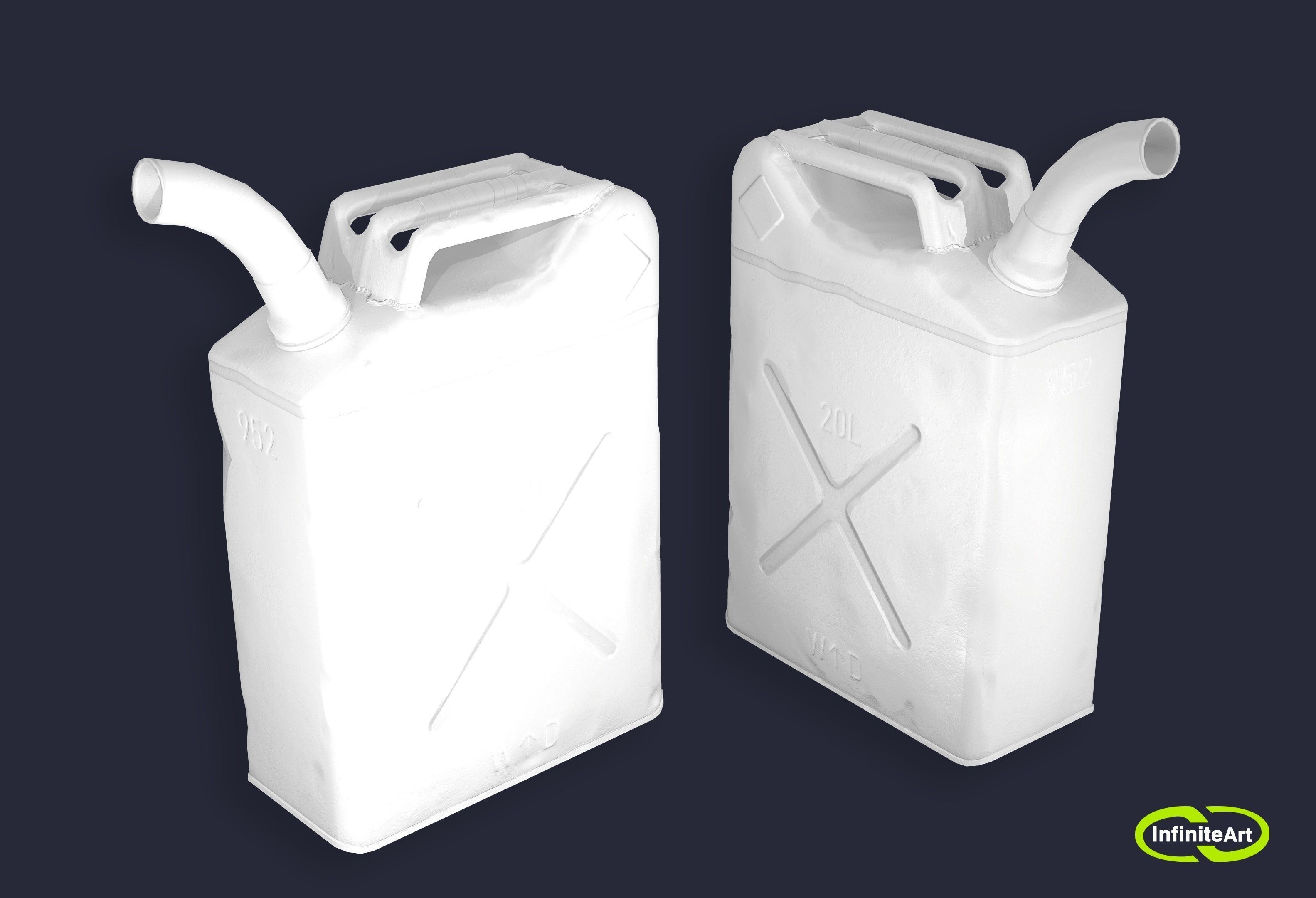 Jerrycan two plastic fuel canisters Low-poly 3D model_2