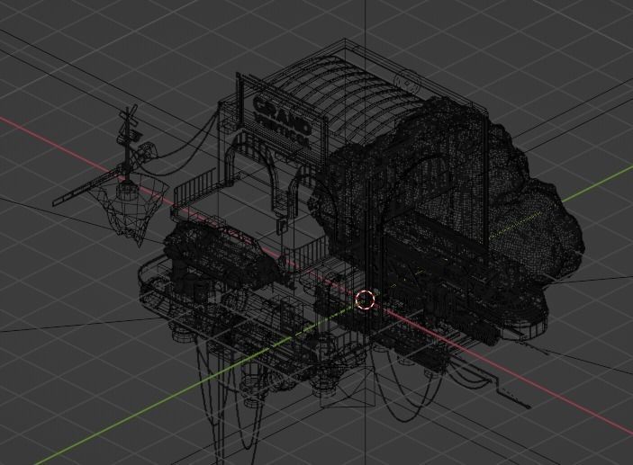 Cartoon Cloud Train Station scene  3D model_29