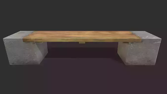 Bench 02 Low Poly PBR Realistic Low-poly 3D model