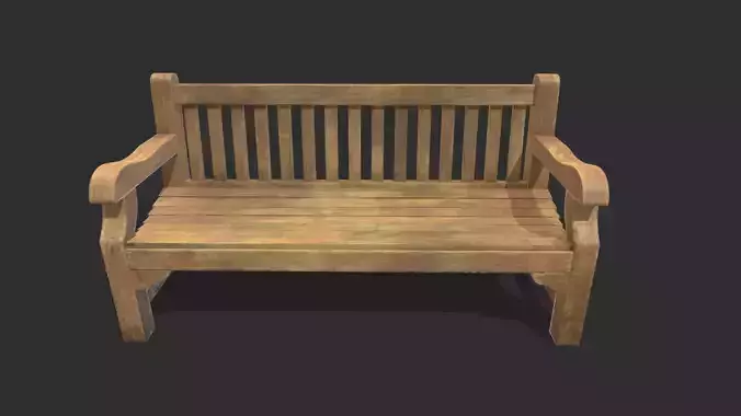 Bench 03 Low Poly PBR Realistic Low-poly 3D model