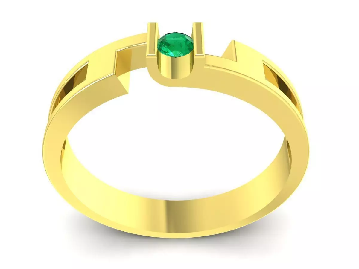 Minimalist Emerald Solitaire Ring for Women 3550 3D print model