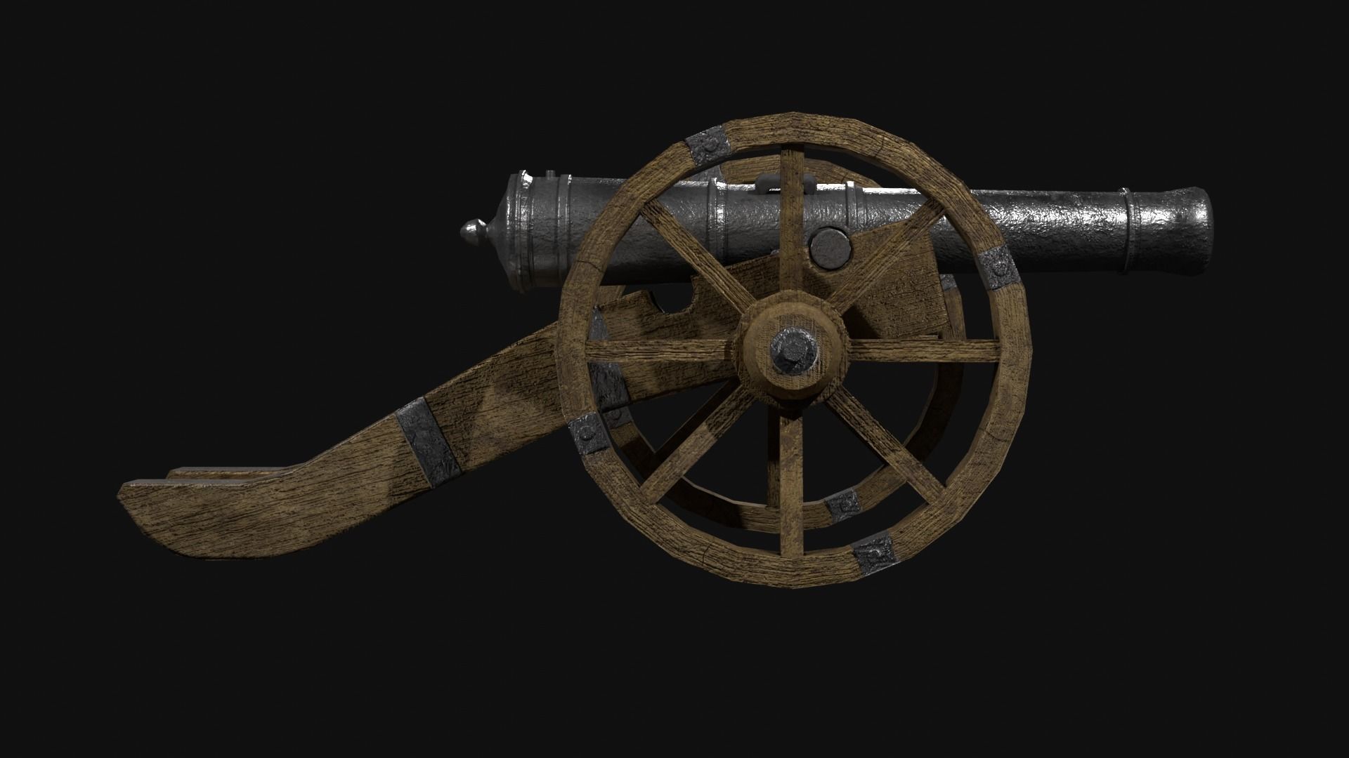 Field cannon 17th century Low-poly 3D model_6