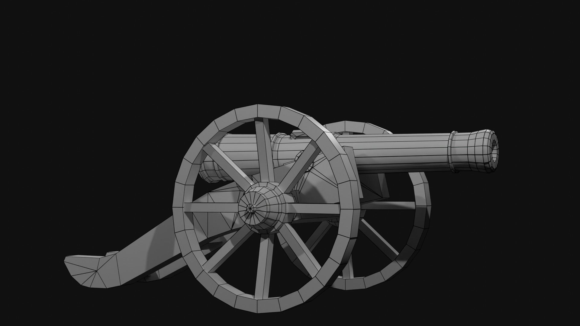 Field cannon 17th century Low-poly 3D model_13