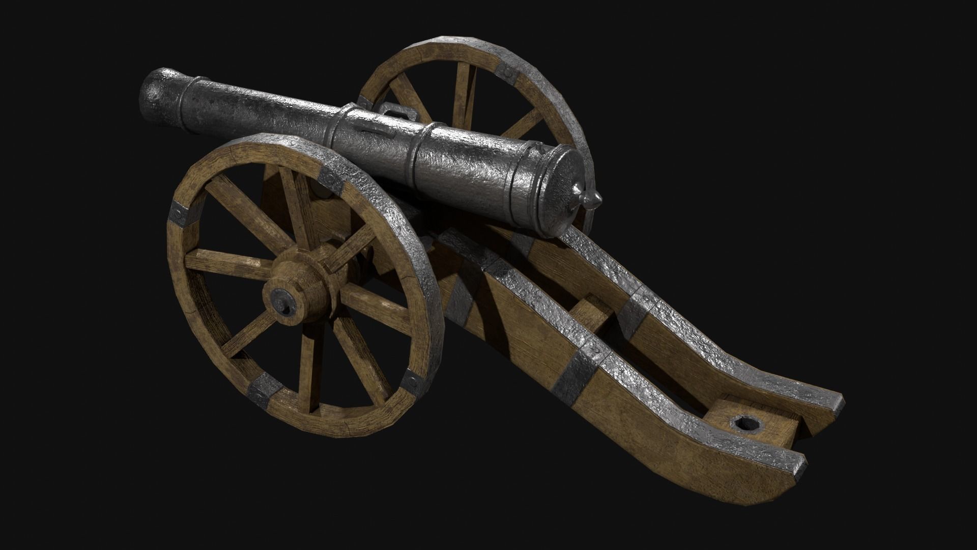 Field cannon 17th century Low-poly 3D model_2