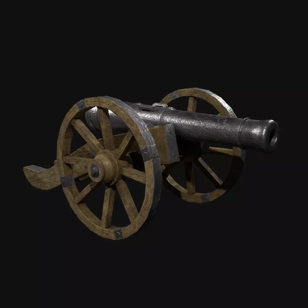 Field cannon 17th century Low-poly 3D model_0