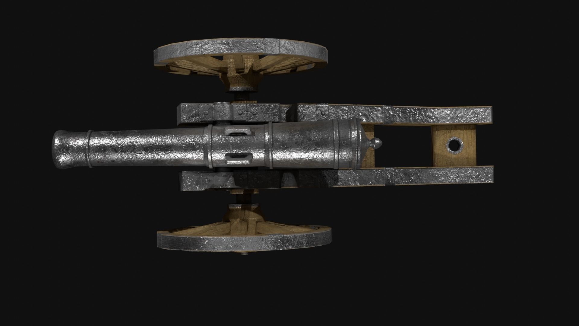 Field cannon 17th century Low-poly 3D model_12