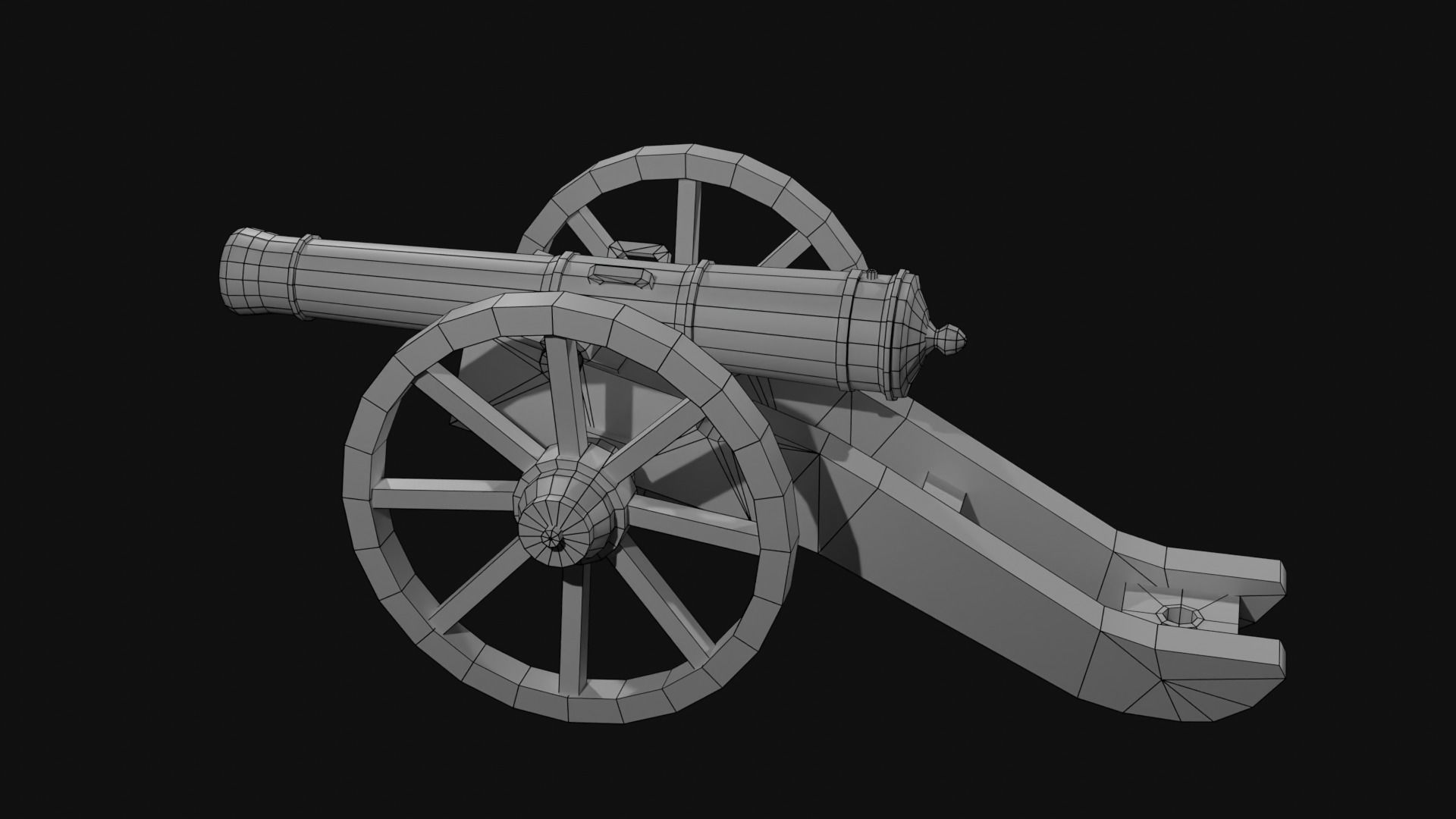 Field cannon 17th century Low-poly 3D model_14