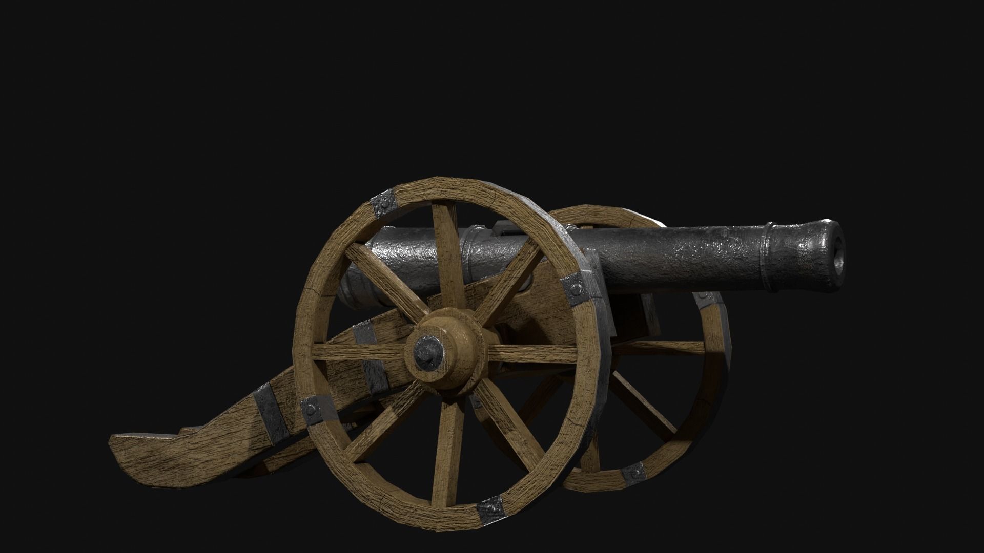 Field cannon 17th century Low-poly 3D model_10
