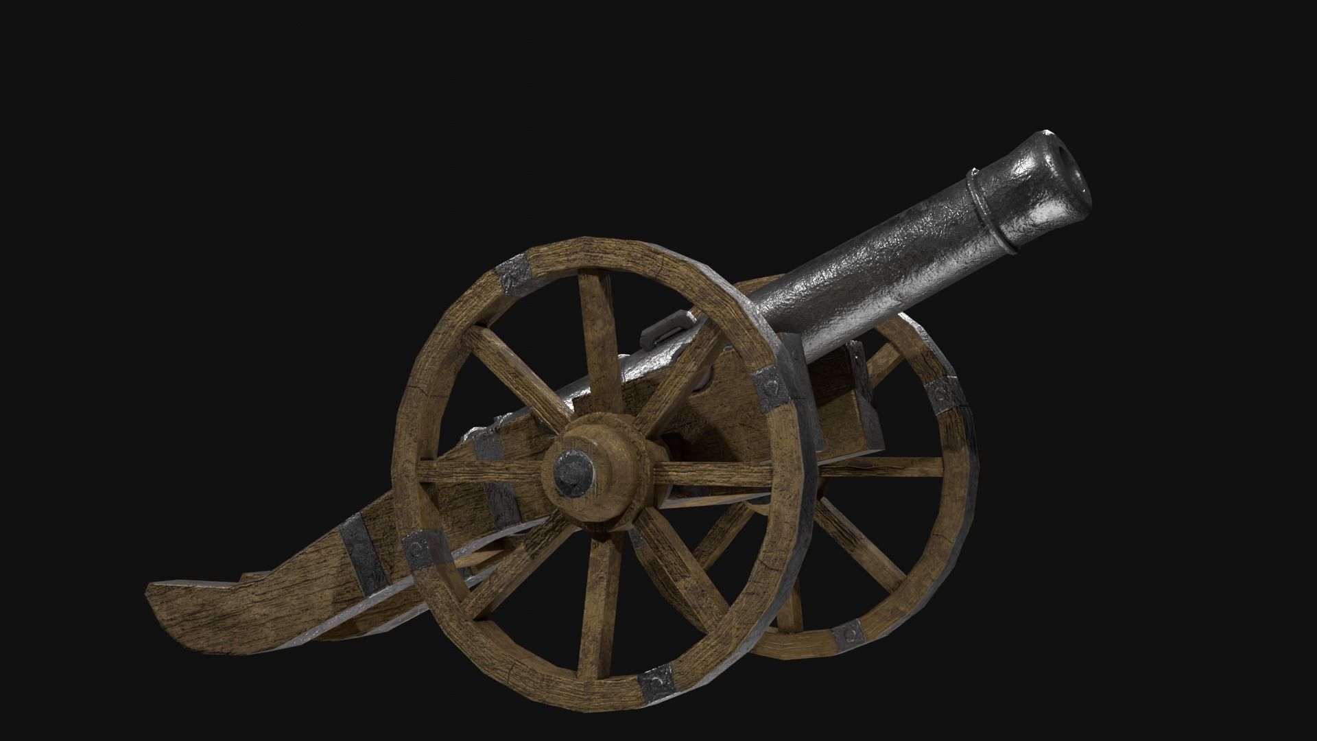 Field cannon 17th century Low-poly 3D model_9