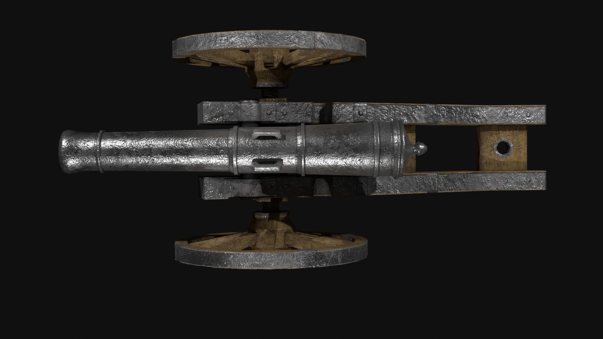 Field cannon 17th century Low-poly 3D model_3